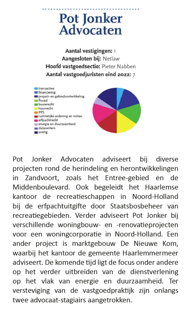 Pot Jonker Advocaten in de Top Vastgoedjuristen 2023 van Property NL 1